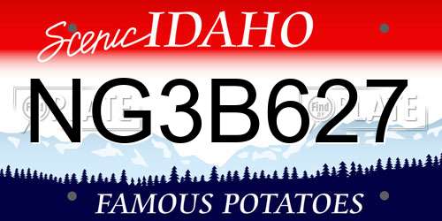NG3B627 Idaho License Plate