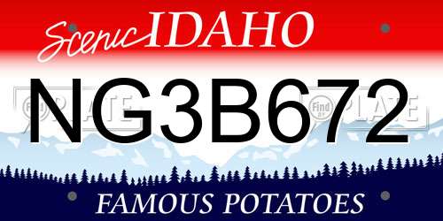 NG3B672 Idaho License Plate
