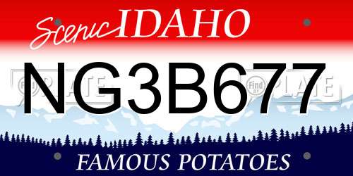NG3B677 Idaho License Plate