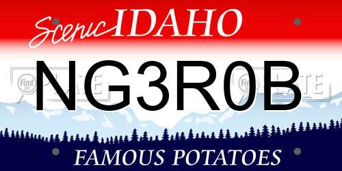 NG3R0B Idaho License Plate