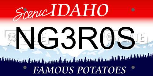 NG3R0S Idaho License Plate