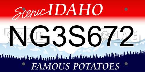 NG3S672 Idaho License Plate