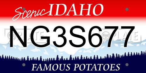 NG3S677 Idaho License Plate