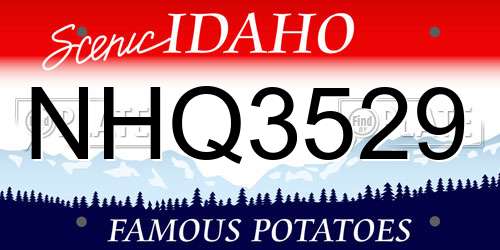 NHQ3529 Idaho License Plate