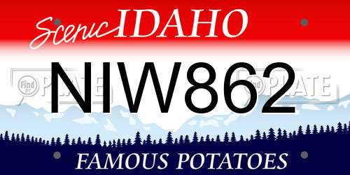 NIW862 Idaho License Plate