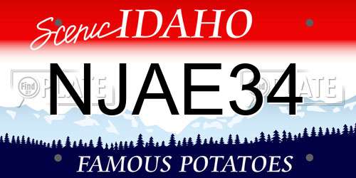 NJAE34 Idaho License Plate