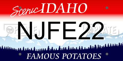 NJFE22 Idaho License Plate