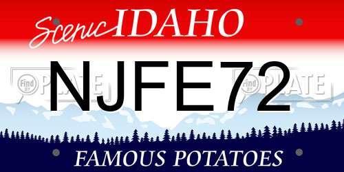NJFE72 Idaho License Plate