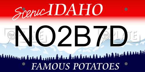 NO2B7D Idaho License Plate