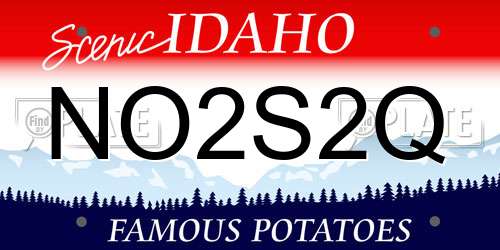 NO2S2Q Idaho License Plate