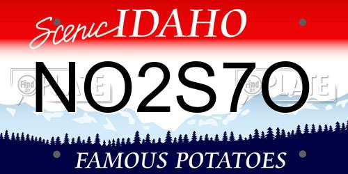NO2S7O Idaho License Plate