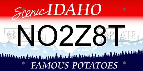 NO2Z8T Idaho License Plate