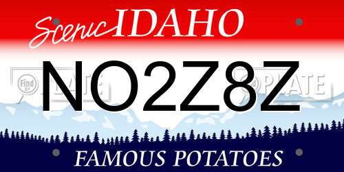 NO2Z8Z Idaho License Plate