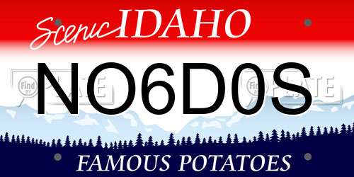 NO6D0S Idaho License Plate