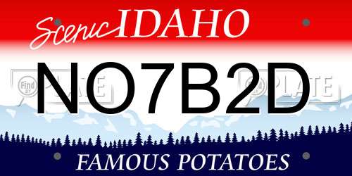 NO7B2D Idaho License Plate