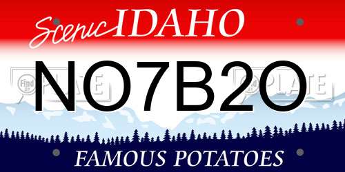 NO7B2O Idaho License Plate
