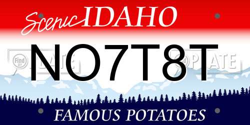 NO7T8T Idaho License Plate