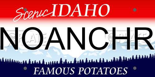 NOANCHR Idaho License Plate