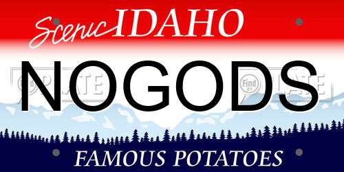 NOGODS Idaho License Plate