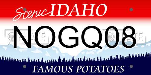 NOGQ08 Idaho License Plate