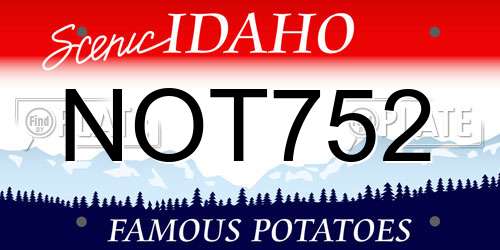 NOT752 Idaho License Plate