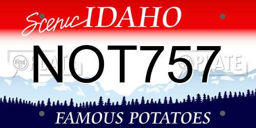 NOT757 Idaho License Plate