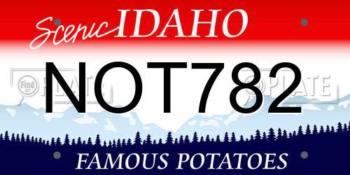 NOT782 Idaho License Plate
