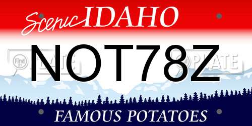 NOT78Z Idaho License Plate