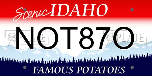 NOT87O Idaho License Plate