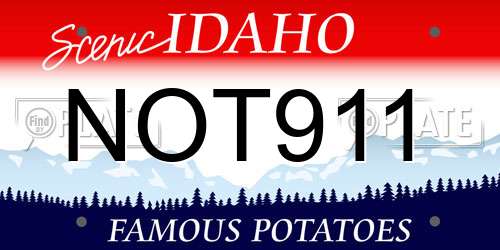 NOT911 Idaho License Plate