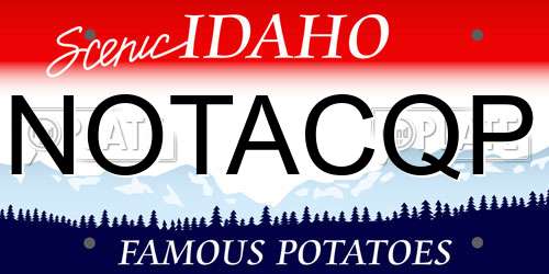 NOTACQP Idaho License Plate