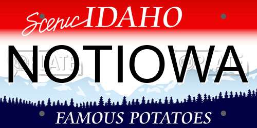 NOTIOWA Idaho License Plate