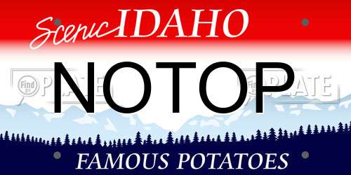 NOTOP Idaho License Plate