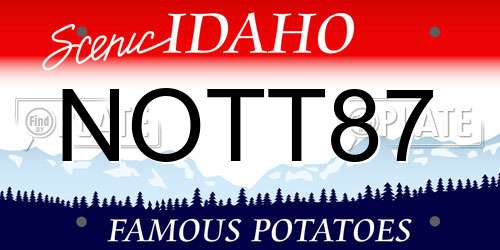 NOTT87 Idaho License Plate