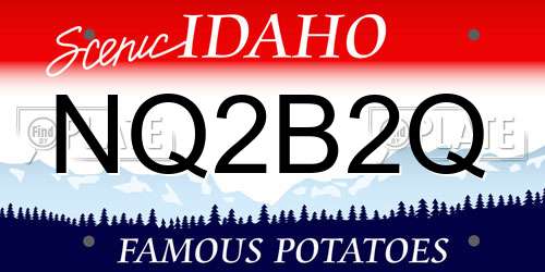 NQ2B2Q Idaho License Plate