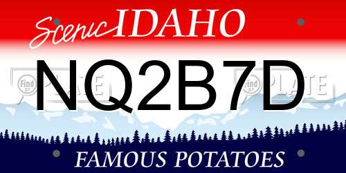 NQ2B7D Idaho License Plate