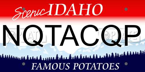 NQTACQP Idaho License Plate