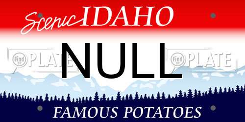 NULL Idaho License Plate