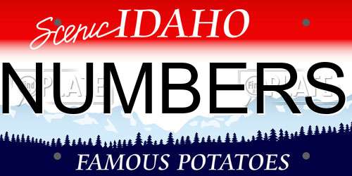 NUMBERS Idaho License Plate