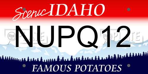 NUPQ12 Idaho License Plate