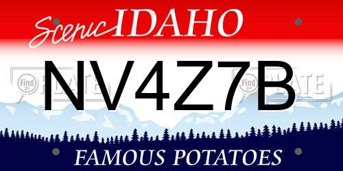 NV4Z7B Idaho License Plate
