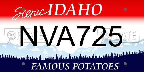 NVA725 Idaho License Plate