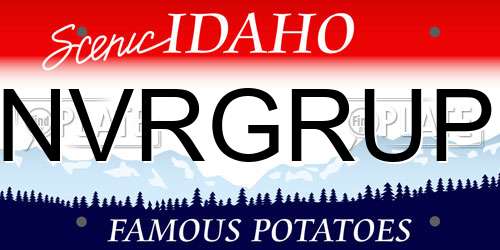 NVRGRUP Idaho License Plate