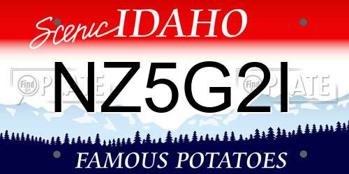 NZ5G2I Idaho License Plate