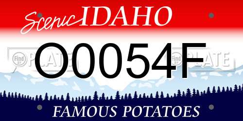 O0054F Idaho License Plate