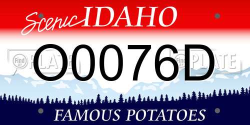 O0076D Idaho License Plate
