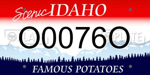 O0076O Idaho License Plate