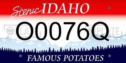 O0076Q Idaho License Plate