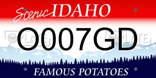 O007GD Idaho License Plate