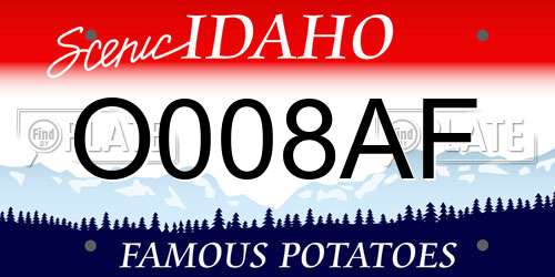 O008AF Idaho License Plate